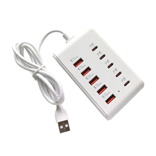 Fast Speed 10 in 1 Multi Port USB Charger Type C Quick Charge Socket Desktop Quick Adapter for Telephones with Multiple Ports — view 6