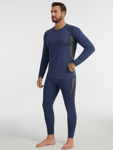 Celfaeree 3 Pack Men's Thermal Underwear Top Fleece Lined Long Sleeve Compression Shirts Warm Base Layer for Running Ski Hiking,Lightweight Breathable Black(H)/Grey/Navy Blue M — view 3