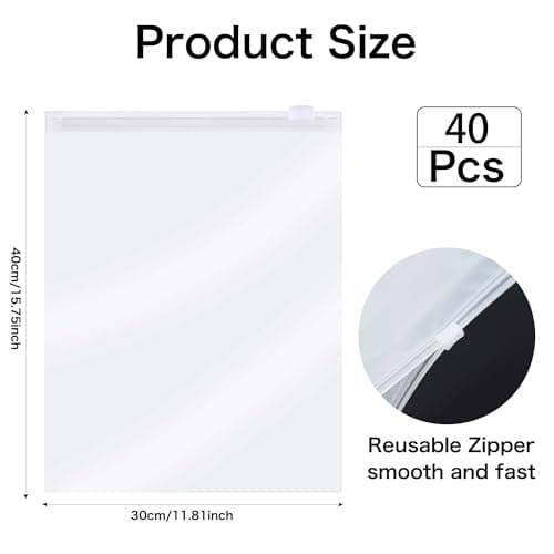 30Pcs Large Ziplock Bags for Clothes - 40x30cm Plastic Storage Bags, Reusable Hospital Bag Organizer, Waterproof & Dustproof Travel Bags for Shoes, Suitcase, Cosmetics, and Maternity Baby Clothes — view 2
