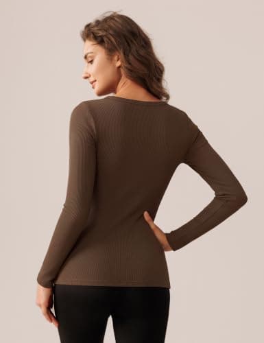 Harlamvar Women's Thermal Long Sleeve Tops V Neck Soft Warm Base Layer Top — view 3