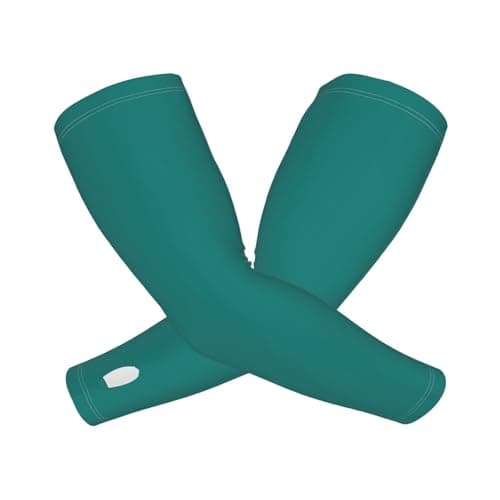 ZSUUGJ Teal Green Solid Color Uv Protection Cooling Arm Sleeves For Men & Women – Lightweight, Breathable Compression Arm Covers For Running, Cycling, Golf & Outdoor Activities — view 2