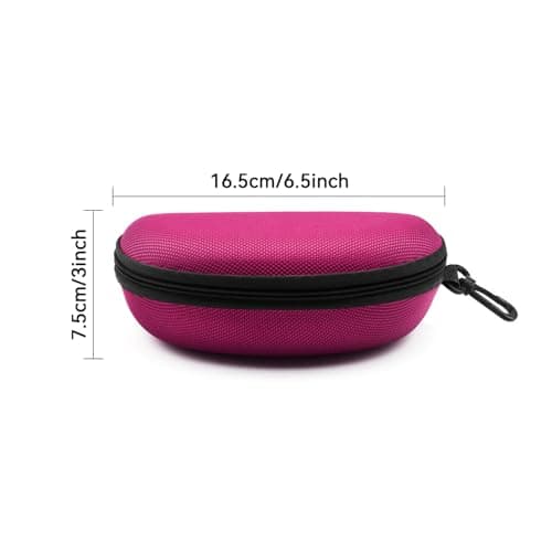 SteelFever 3pcs Sunglasses Case, Portable Travel Zipper Hard Shell Eyeglasses Case with Plastic Hook Scratch Resistant Glasses Organiser Box (Purple Rose Red) — view 2