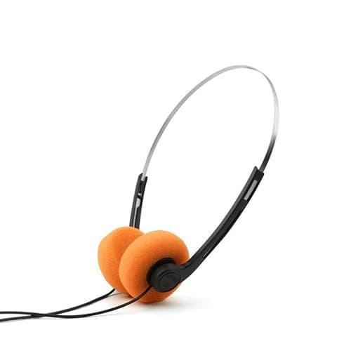 Wyjuan Orange Retro Over-Ear Headphones,Wired Stereo Headphones, HiFi Stereo Sound, Lightweight Portable with Adjustable Headband, Comfortable Headset for Travel & Daily Use
