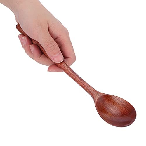 SIXRUN Wooden Spoons with Long Handle for Camping Barbecue, 5 Pack (Large — view 2