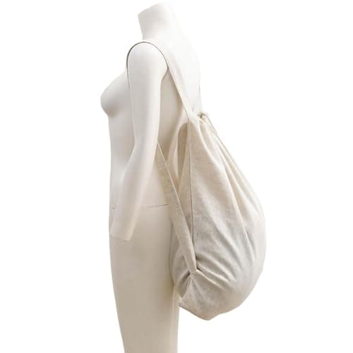 HSOFTIFY 100% Linen Travel Backpack Laundry Bag with Shoulder Straps, Linen — view 5