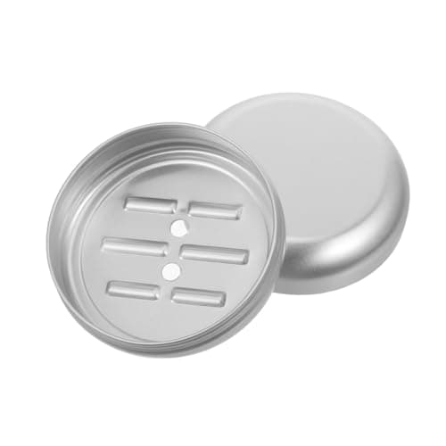 SECFOU Portable Travel Size Toiletries Soap Case with Lid round Aluminum Soap Dish Silver Sleek Minimalist Design Easy to Clean Bottom Drainage Hole for Kitchen and Bathroom