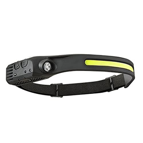 ANTUK Head Torch Rechargeable, 230° Wide Beam LED Headlamp with Motion Sensor, 2 Modes, Waterproof Lightweight Headlight for Running/Camping/Hiking/Fishing (1, 1 Front Led Lichtleiste)