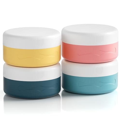 Euqvunn Travel Containers for Toiletries, Silicone Travel Pots with Clear Bag, 40ml Travels Pots for Cream TSA Approved, Leak-proof Essentials for Cosmetic Face Body Hand Cream (4 Pack)