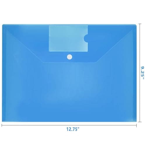 Plastic Wallets A4 Document Folders for Paperwork A4 Document Wallets Popper Wallet with Button Closure (Blue), 30 Pack — view 4