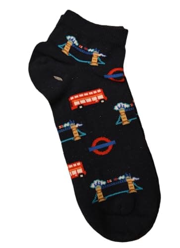Licensed London Underground Ladies Trainer Socks – 2 Style Set, Iconic London Bus & Underground Designs, Soft Comfortable Acrylic Socks, UK Size 4-7, British London Souvenir Gift (TFL6314, Acrylic) — view 2
