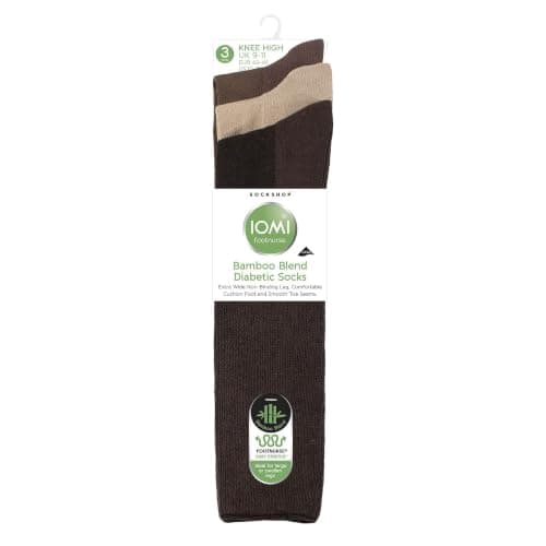IOMI 3 Pack Long Knee High Extra Wide Diabetic Bamboo Socks Swollen Legs — view 4