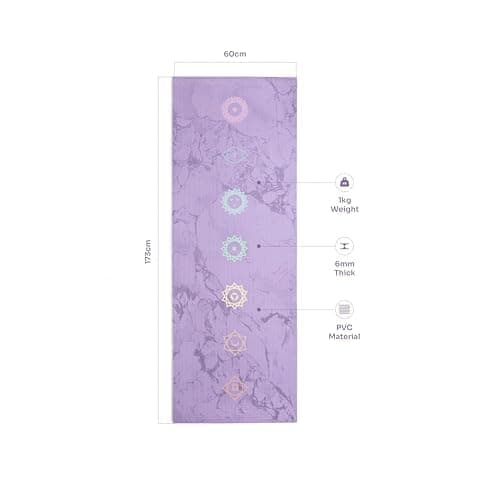 MYGA Yoga Mat - 6mm Thick Non-Slip Exercise Mat for Yoga, Pilates, Meditation and Fitness - Lightweight Travel Yoga Mat for Men and Women - Chakra — view 2