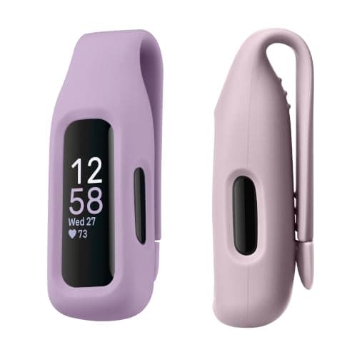 kwmobile 2x Clip Holders for Fitbit Inspire 3 / Inspire 2 / Ace 3 Clip On - Fitness Tracker Case Holder Replacement Set - TPU Silicone Tracker Holder for Sport - Light Lavender/Dusty Pink