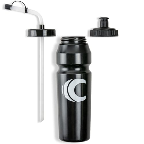 Cannon Sports 1 Liter Sports Water Bottle, BPA-Free, 34 Oz Capacity, Large Mouth, 2 lids (Straw and Squeeze), Great For Helmet Sports Such As Hockey, Lacrosse, Football, Boxing (Black) — view 4