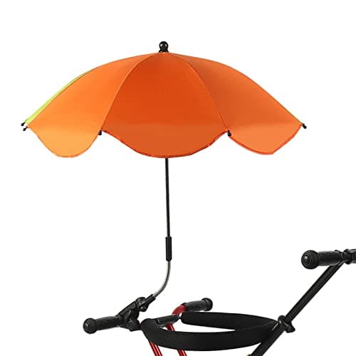 Umbrella Stroller Parasol with Clamp, Portable Beach Chair with Umbrella, Clip on Umbrella for Stroller Summer Umbrella Stroller Infant Umbrella Stroller for Trolley, Beach Chair, Travel(orange)