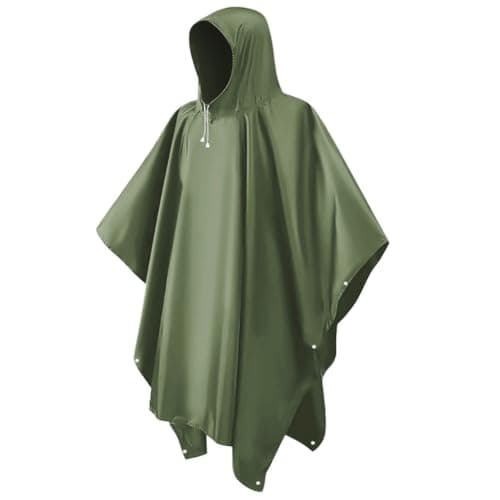 DDhayyp Poncho Waterproof Adult, Portable EVA Raincoat, Rain Ponchos Waterproof with Hoods, Reusable Rain Resistant Poncho for Camping, Emergency Situations, Travel (Green)