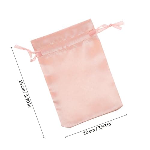 10 Pack Pink Satin Wig Storage Bags with Drawstring for Travel Halloween — view 2