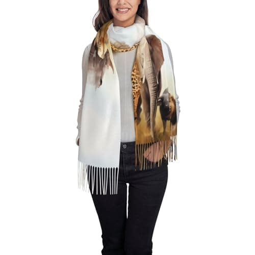 LGHHGY Animal Safari Print Tassel Scarf for Women â€“ Fall & Winter Fashion Fringed Shawl, Perfect for Travel and Casual Wear — view 2