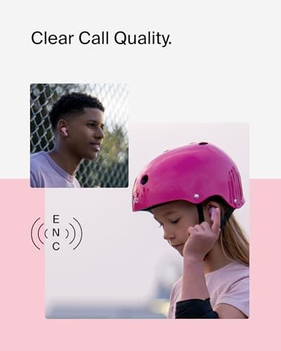 Belkin SoundForm Nano 2 Bluetooth Earbuds for Kids with Built-in Microphone, 28H Battery Life, Safe 85dB Volume, IPX5 Water Resistance - Kids Bluetooth Earbuds for iPhone, iPad, Galaxy, & More - Pink — view 5