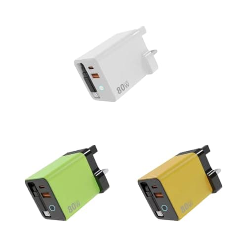 UK 80W Power Adapter with Retractable Cable, Green — view 4