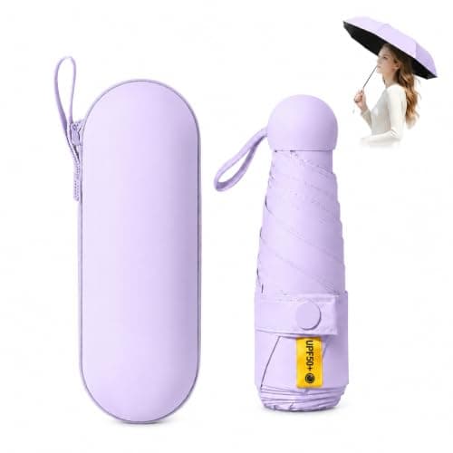WHJYCC Compact Folding Umbrella - Lilac Travel Umbrella with Case