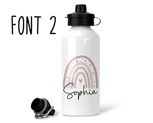 Chicken Craft Personalised Rainbow Water Bottle with Name - Custom Kids Drink Flask for School/Nursery, Sucker & Screw Top, 500ml Metal Hydration Bottle - Back to School Gift — view 3
