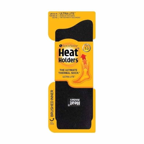 HEAT HOLDERS Ultra Lite - Mens Thin 1.0 TOG Winter Warm Lightweight Casual Thermal Dress Socks (6-11 uk, Black) — view 3