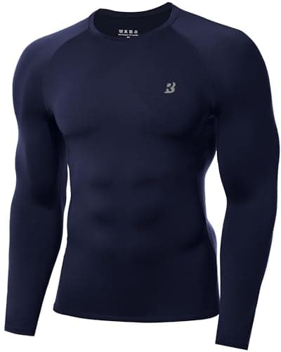 Roadbox Men's Compression Top, Long Sleeve Running Base Layer, Quick-Drying