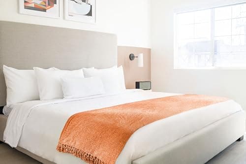 Emma Barclay Throw Blanket For Sofas Bed Extra Large Soft Chenille Throws For Settees In Burnt Orange Throw Fleece Blankets - Darcy Collection 50" x 60" (127cm x 152cm) Burnt Orange — view 3