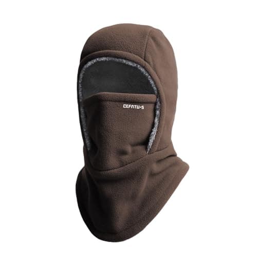 TASBER Unisex Winter Balaclava, Windproof Ski Mask, Warm Face Cover Mask, Cold Weather Windproof Thermal Warmer, Thermal Fleece Full Face Mask for Outdoor Sports (Brown)