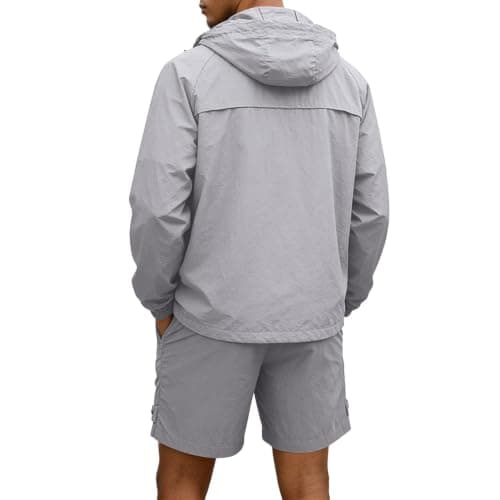 Mens Tracksuit 2 Piece Rain Jacket Cargo Shorts Set Waterproof Windbreaker — view 2