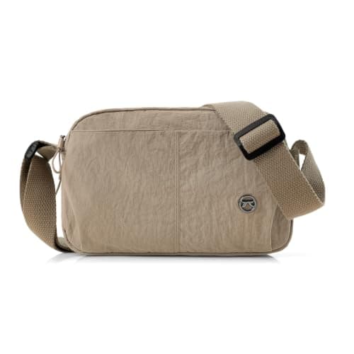 Vllcsla Crossbody Bag for Women Travel Small, 8.7″×3.9″×5.9″, Small Multi-Pocket Shoulder Bag with Adjustable Strap, Lightweight Fabric Cross Body Handbags, Anti Theft Sling Bags Daily Use (Khaki)