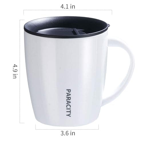 PARACITY Stainless Steel Coffee Mug, with Lid Double Wall Vacuum Travel Mug with Handle, Insulation Travel Office Coffee Mug, Insulated Great for Hot and Cold Beverages 12.3oz/350ml White — view 4