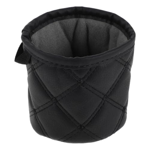 DEARMAMY Car Air Vent Storage Bag for Pens and Mini Wallets, Black Pu Faux Leather with Multiple Compartments, Space Saving and Securely Clips to Vent, for Car and Travel Organizing