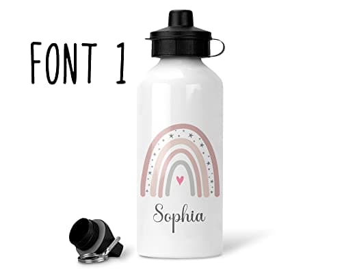 Chicken Craft Personalised Rainbow Water Bottle with Name - Custom Kids Drink Flask for School/Nursery, Sucker & Screw Top, 500ml Metal Hydration Bottle - Back to School Gift — view 2