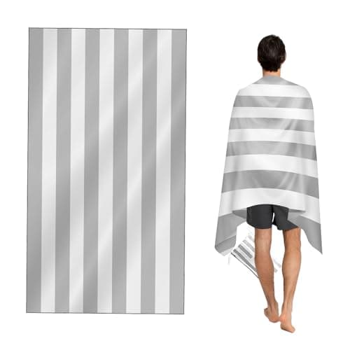 CNMTCCO Large Beach Towel for Adults with Bag - Quick Dry Microfibre - 100% Recycled Towel - Sand Free, Lightweight, Compact (160x90cm, 63x35in) (Grey)