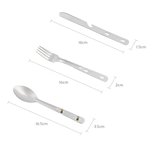 Milestone Camping 65660 4-in-1 Camping Utensils Set / Contains Fork, Knife, Spoon / Built-In Bottle Opener Included / Stainless Steel Material / Storage Lock System, Silver — view 5