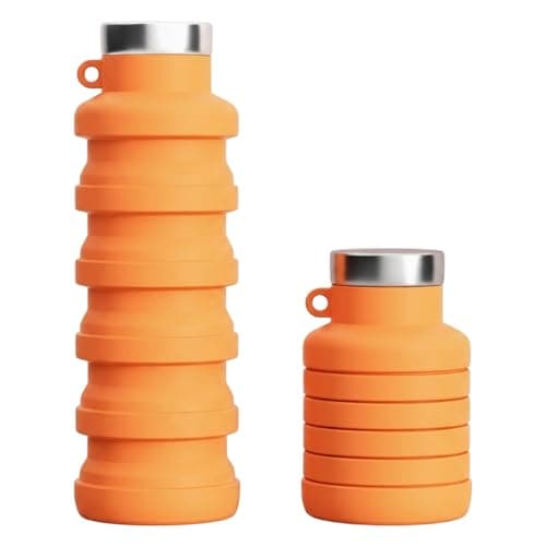 YFHUVB Collapsible Water Bottle, Folding Water Bottle for Outdoor Activities, Silicone Water Bottle Collapsible with 500 ml Capacity, Compact Design for Hiking Running Travel