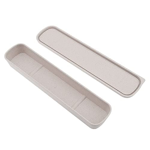 OriGlam 1pcs Portable Flatware Box Travel Tableware Storage Case Box, Utensil Case Flatware Storage for Cutlery Kit, 24 x 6 cm (Beige) — view 6