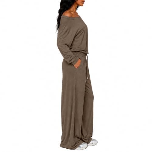 Womens Travel Outfits Petite Two Piece with Wide Leg Trousers — view 4