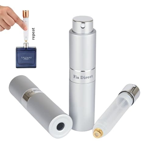 Fia Direct 10ml Twist-Up Rotary Perfume Atomiser, Refillable & Travel Size Perfume Bottle, Leaking Proof,Bottom refillable, Luxurious Small Portable Mini Spray for women and men (Silver) — view 2
