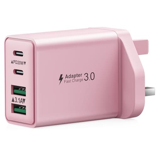 USBC Plug UK Fast Charger, 40W Multi USB Plug Adaptor Fast Charging Plug for iPhone 17 16 15 14 13 12 11 Pro Max Plus,Samsung Charge Head, Dual PD Power Adapter+ QC USB Wall Plug, C Type Charger Plug
