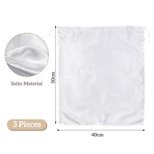 Scettar 3 Pieces White Dust Bags for Handbags, Satin Bag Storage for Handbags for Bag Storage, Soft Dust Cover Handbag Dust Bags 45 * 50cm for Bags/Shoes/Clothes — view 2