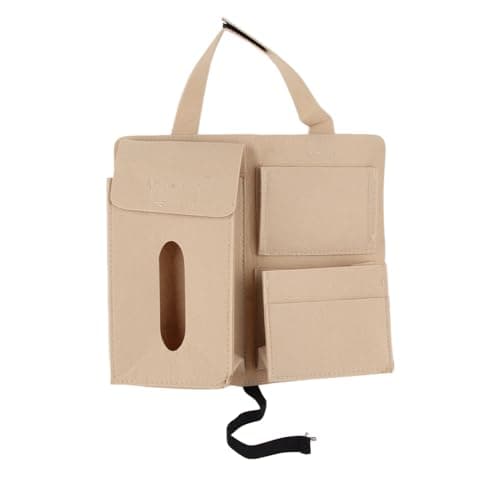Omquot Car Back Seat Hanging Bag, Large Capacity, Multifunction Organiser for Travellers, Felt Material (Beige) — view 4