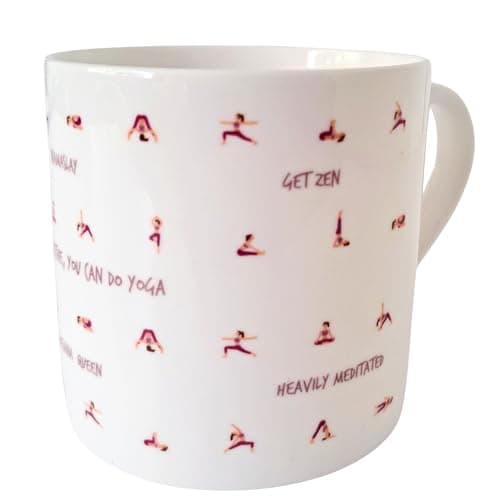 Bone China Mugs – Yoga & Pilates Designs with Cute Poses & Quotes – Perfect for Women, Mother's Day, and Wellness Lovers (Yoga)