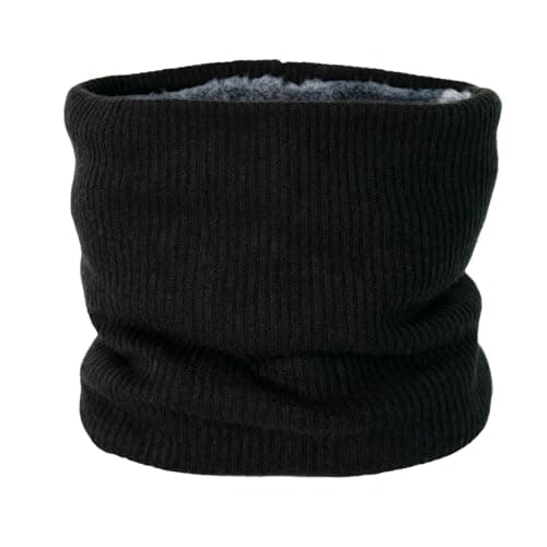OBSGUMU Neck Warmer for Men Women Fleece Neck Warmer Thermal Snoods for Men Windproof Thermal Knitted Neck Snood Scarf Dust Skiing Circle for Outdoor Sport Black Snoods
