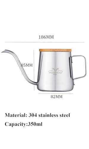MERMOO YILAN Pour Over Coffee Kettle with Wooden Lid 350ml Coffee Maker — view 4