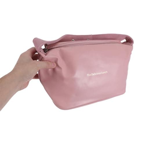 MAGICLULU Bento Bag Pu Leather Reusable Thermal Lunch Box Carrier Top Handle Insulated Cooler Tote for Travel Meal Prep Women Girls — view 3