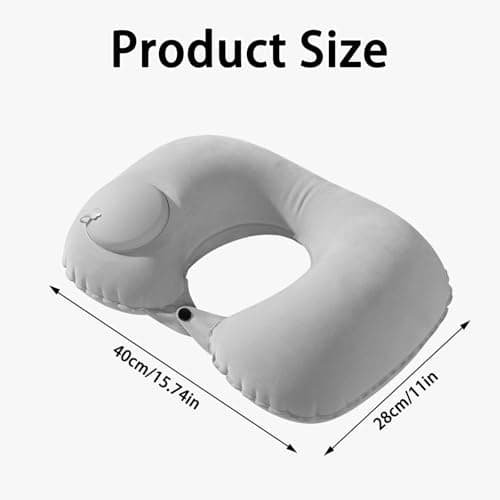 MXGHIR 2 PCS Inflatable Neck Pillow for Travel, Compact Neck Support Pillows, Lightweight Inflatable Pillow for Adults Kids Airplane Travel Home and Office (Gray, Navy Blue) — view 3