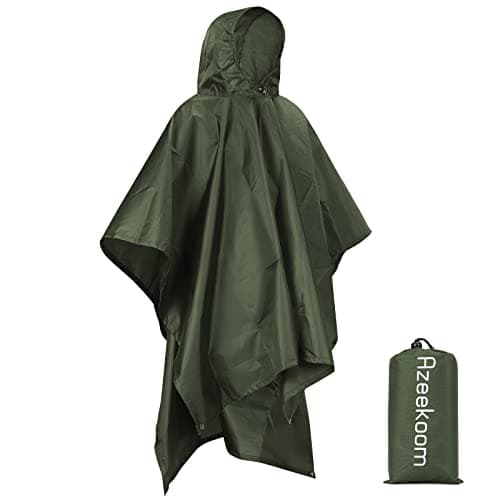 Azeekoom Rain Jacket Rain Poncho, Raincoat Waterproof Unisex Camping Tent Camping Blanket 3-in-1 Multifunctional Rain Cape for Outdoor Picnic Trekking Camping Fishing Hunting Trip(Green)